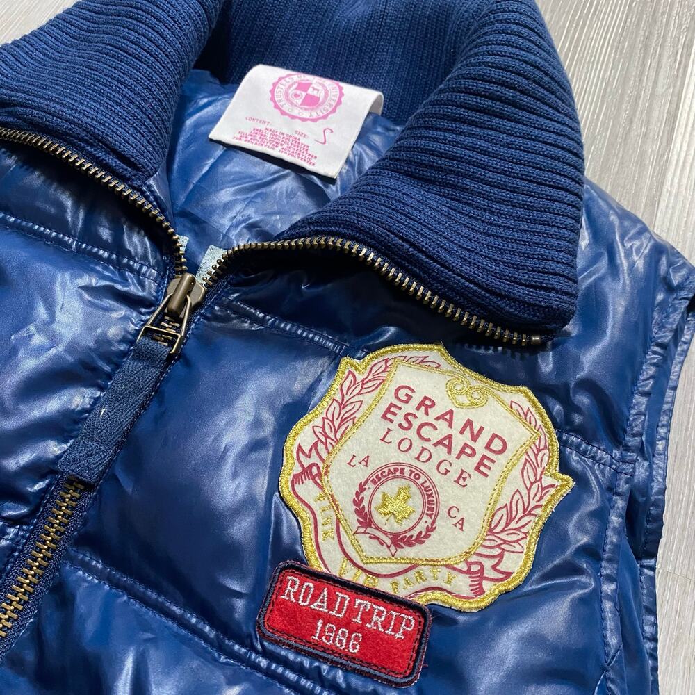 Vintage Y2K Victorias Secret PINK Puffer Down Vest Navy Grand Escape Lodge Small - Picture 2 of 8